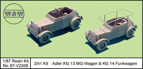 1/87 Adler Kfz 13 MG-Wagen & Kfz 14 Funkwagen