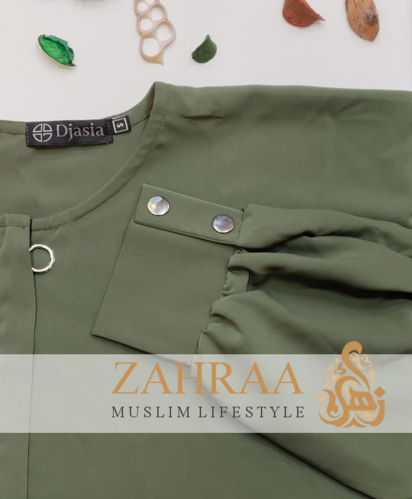 Abaya Djasia Madina Silk mit Zipp olivgrün ca. 143cm/Gr. M