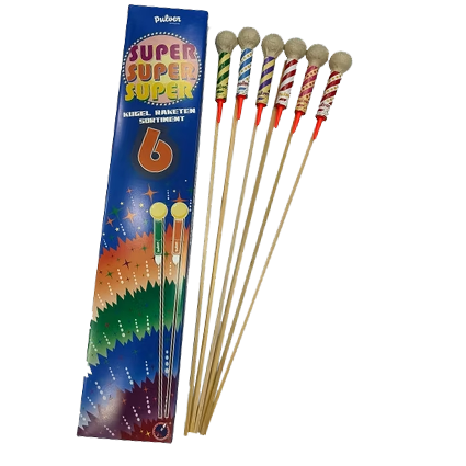 Pulver Pyrotechnik "Super 6" Kugelraketen Mix 40mm