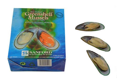 Muschelfleisch halbirt schale
