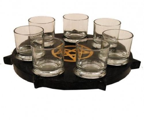 Kerzenhalter SET Pentagramm mit 7 Gläsern